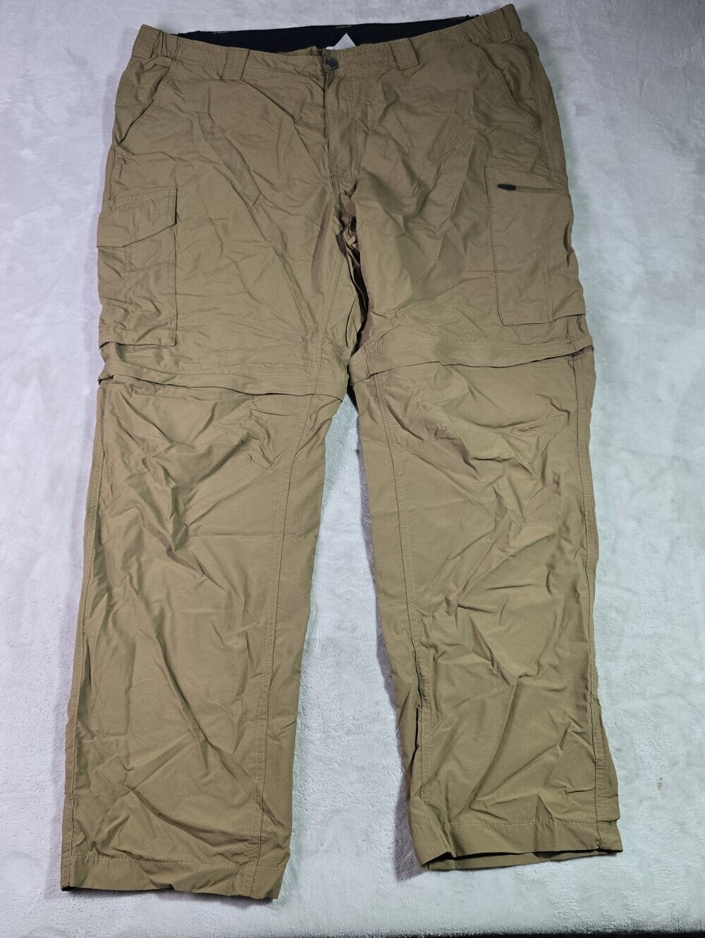 Columbia Pants Mens 42x32 Tan Omni-Shade Convertible Cargo Hiking Outdoor Nylon